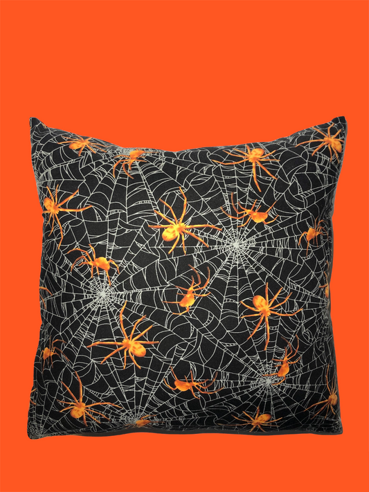 Orange Spiders Pillow